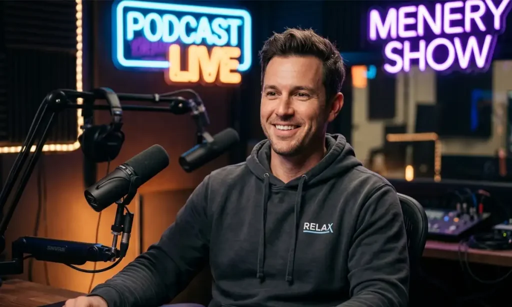 Bob Menery smiling in a professional media studio portrait